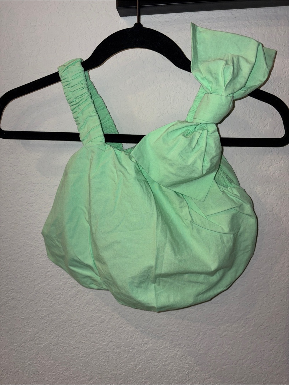 Zara Mint Green Bow-Accent Cropped Bandeau Top
